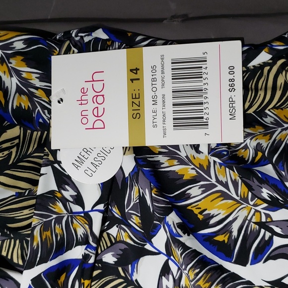 NWT On The Beach Tropic Branchs Ruched Tankini Top Size 14 - Picture 6 of 10